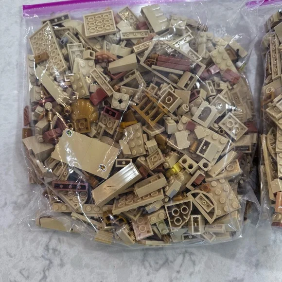 3.5lb Lego Assorted Building Blocks in Tan and Brown, clean - Picture 5 of 7